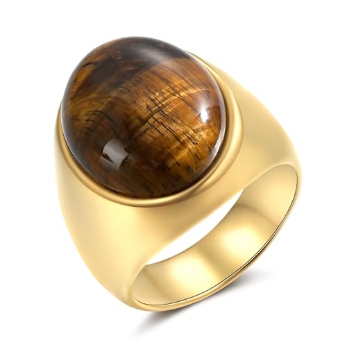 Joo&Rind Ringe Gold mit Edelstein Statement Ring Gold Damen Breite Ringe Frauen Edelstahl 18K Vergoldete Ring Schmuck für Geschenk von Joo&Rind