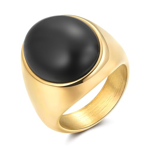 Joo&Rind Ringe Gold mit Edelstein Statement Ring Gold Damen Breite Ringe Frauen Edelstahl 18K Vergoldete Ring Schmuck für Geschenk von Joo&Rind