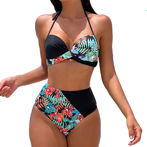 Jooffery High Waist Bikini Damen Bauchweg Badeanzug Push Up Bikini-Sets für Damen Sexy Wickel Crossover Bademode Hohe Taille Bikinis Zweiteiliger Badeanzug Badeanzüge Swimsuits for Women von Jooffery