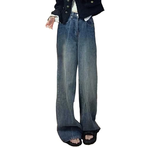 Jooffery Jeans Damen Y2K Cargohose Baggy Denim Hosen Straight Leg Jeanshose Hip Hop Boyfriend Cargo Jeans Vintage Bedruckte Loose Pants 90er E-Girl Streetwear von Jooffery