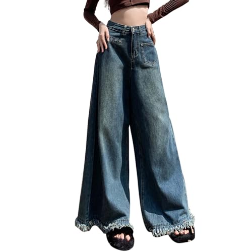 Jooffery Jeans Damen Y2K Cargohose Baggy Denim Hosen Straight Leg Jeanshose Hip Hop Boyfriend Cargo Jeans Vintage Bedruckte Loose Pants 90er E-Girl Streetwear von Jooffery