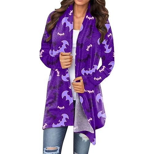 Jooffery Strickjacke für Damen Leicht 2023 Casual Soft Comfy Print Open Front Mäntel Halloween Kostüme Grosse GröSsen Mode Longsleeve Locker Mantel Mode Herbst Kleidung von Jooffery