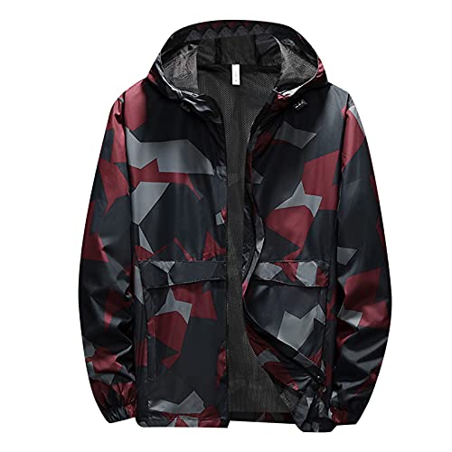 Regenjacke Herren Wasserdicht Outdoorjacke,Herren Outdoorjacke Winddicht Atmungsaktiv Regenjacke Leicht mit Kapuze Dünn Windbreaker Jacke Herren Sport Jacken Sonnenschutz Wandernjacke Regenanzug von Jooffery