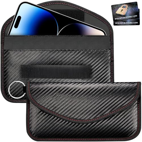 Joollurm 2er-Pack Faraday-Tasche für Telefone und Autoschlüssel mit 2 RFID-Blockierungskarten, große Signalblockiertasche für Telefone und schlüssellose Autoschlüssel Joollurm 2er-Pack Faraday-Tasche für Telefone und Autoschlüssel mit 2 RFID-Blockierungskarten, große Signalblockiertasche für Telefone und schlüssellose Autoschlüssel von Joollurm