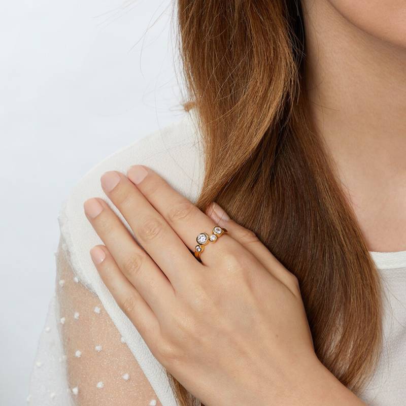 Gelbgold-Bubble-Ring-Set Mit 4 Runden Zirkonia-steinen von JoolsByJennyBrownCo