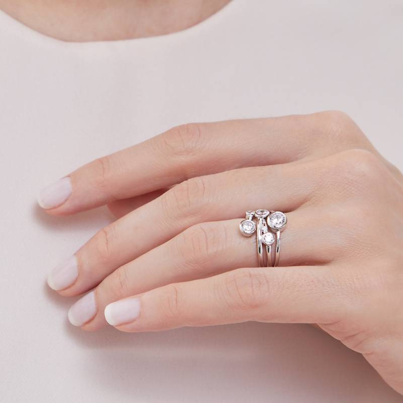 Sterling Silber Zirkonia Ring, Zierlicher 5 Stein Bubble Frauen Band Cz Edelstein Ring von JoolsByJennyBrownCo