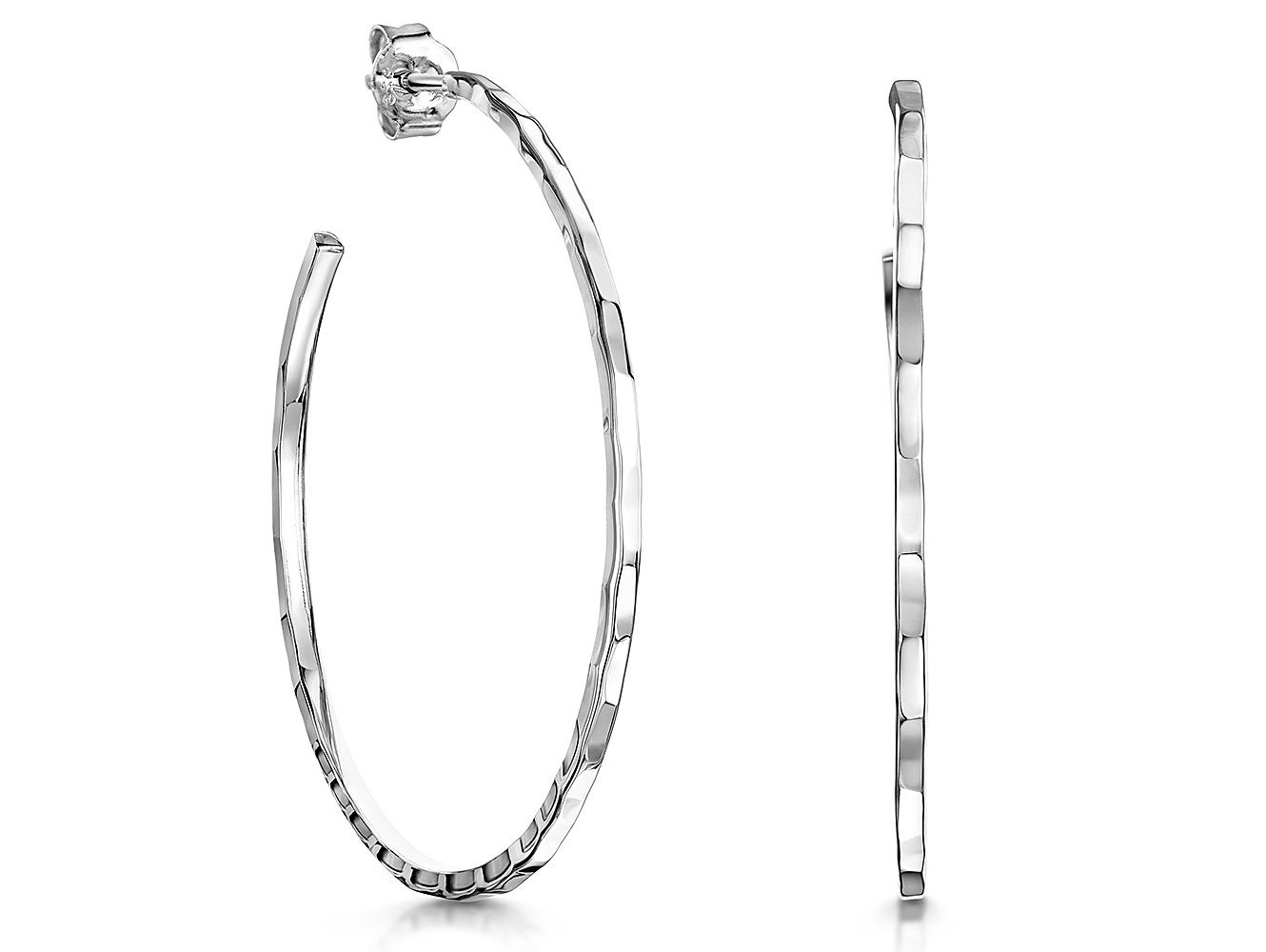 sterling Silber Kleine Gehämmert Facettierte Hoop Ohrringe von JoolsByJennyBrownCo