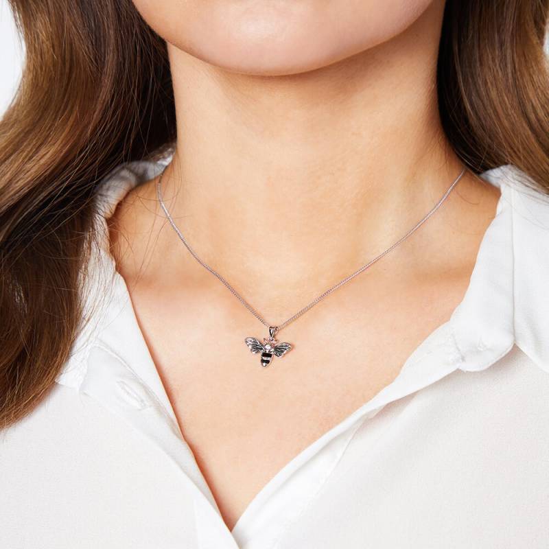 Hummel Anhänger Halskette, Sterling Silber Zirkonia Und Emaille Streifen Halskette Geschenk Für Bienen Liebhaber von JoolsByJennyBrownCo