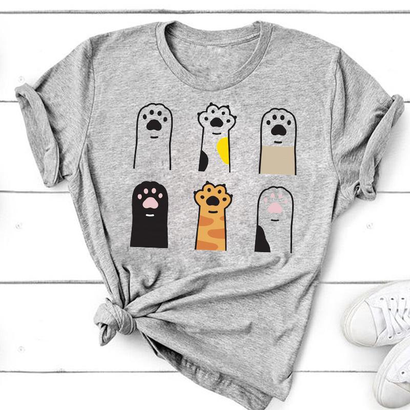 (Asiatische Größe) Grafik-T-Shirt für Damen, Katze, Bücher, Liebe, süß, Trend, modisch, lässig, bedruckt, kurzärmelig, Sommer-Top, Damen, weiblich, T-Shirt, Kleidung, T-Shirt XL von Joom DACH