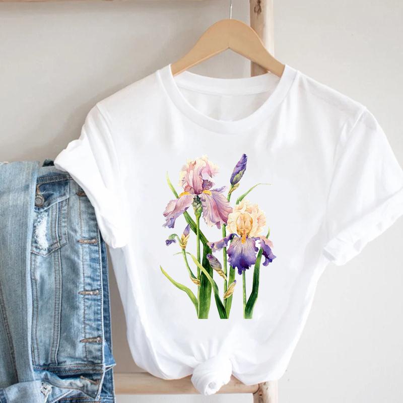 (Asiatische Größe) Kurzarm T-Shirt Top Mode T-Shirt Kleidung 90er Jahre Blumen Frühling 90er Jahre Casual Damen Print Sommer Dame Weiblich Grafik T-Shirt XXXXL von Joom DACH