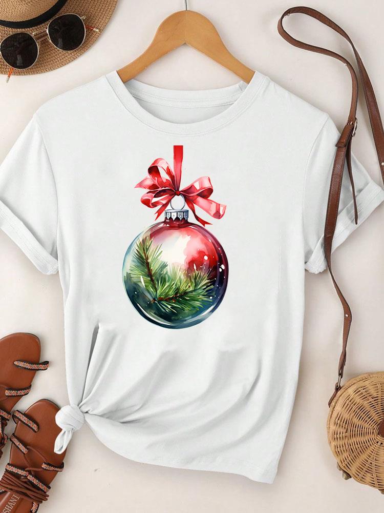 (Asiatische Größe) liebevoller Trend niedlich Frohe Weihnachten T-Shirt Top Festival Neujahr Feiertag Lässig Damen Print Dame Kurzarm Mode Grafik T-Shirts M von Joom DACH