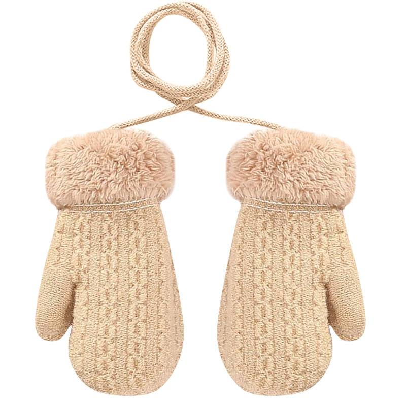 (Beamer)Kleinkind Baby Jungen Mädchen Winter Gestrickte Handschuhe Kinder Cartoon Verdickte Warme Handschuhe One Size beige von Joom DACH