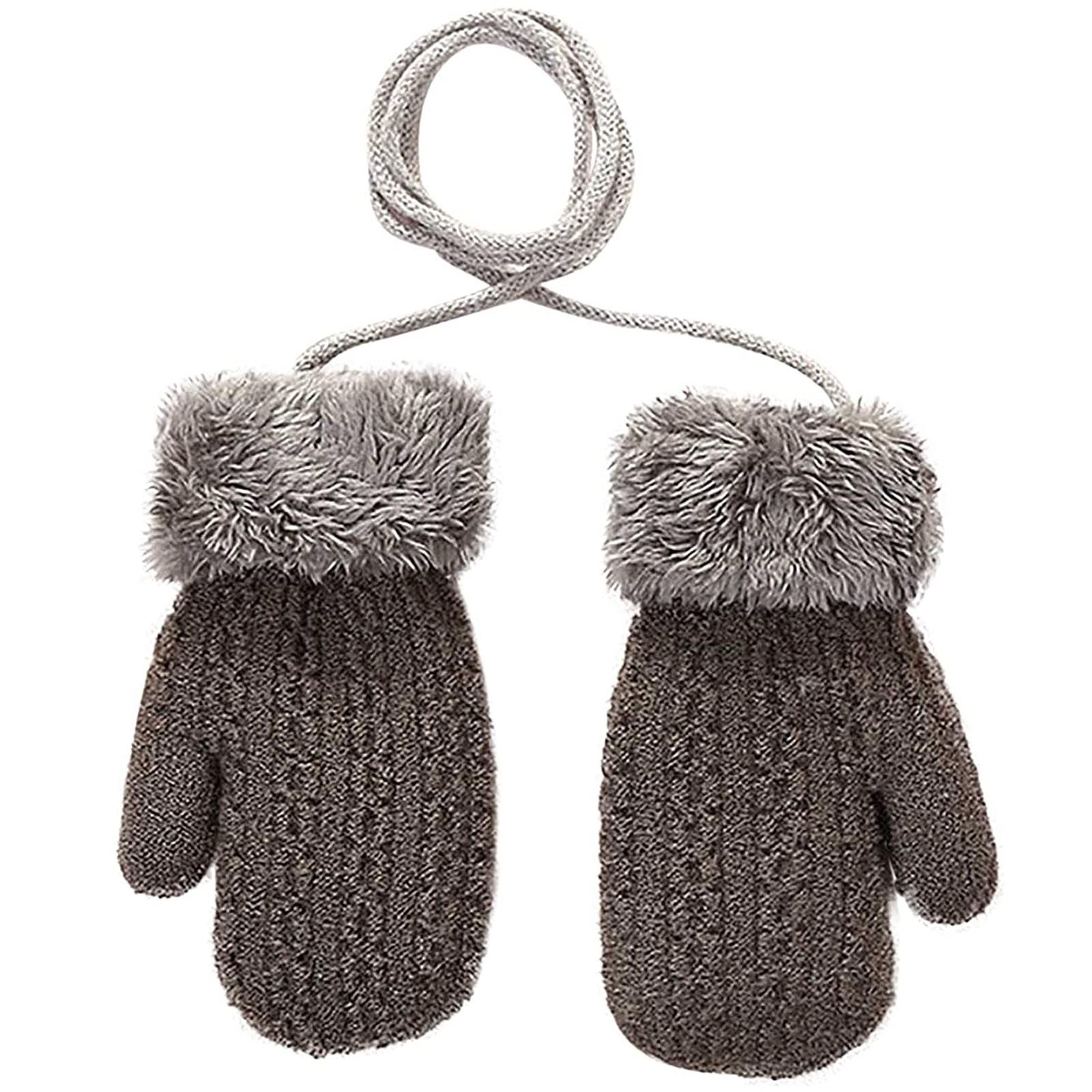 (Beamer)Kleinkind Baby Jungen Mädchen Winter Gestrickte Handschuhe Kinder Cartoon Verdickte Warme Handschuhe One Size dunkelgraue von Joom DACH