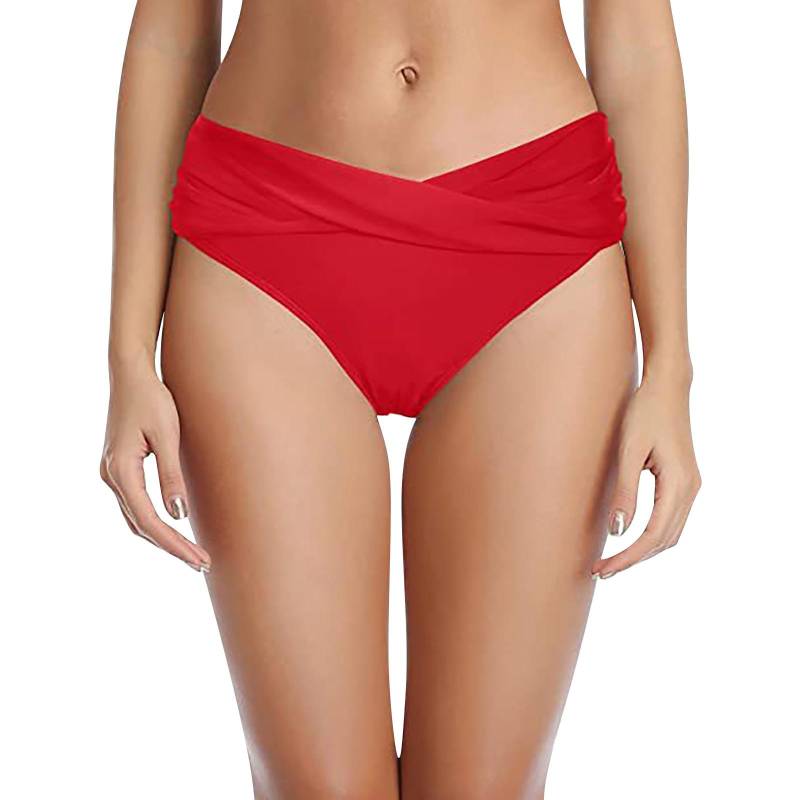 (Qunide) Damen-Bikinihose mit niedriger Taille, gerüscht, Badeanzug, Slip, Hose L von Joom DACH