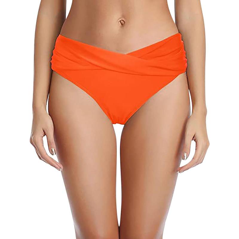 (Qunide) Damen-Bikinihose mit niedriger Taille, gerüscht, Badeanzug, Slip, Hose M orange von Joom DACH