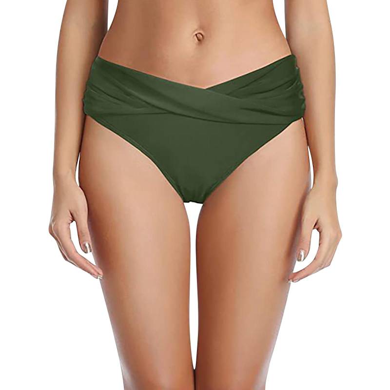 (Qunide) Damen-Bikinihose mit niedriger Taille, gerüscht, Badeanzug, Slip, Hose M armee grüne von Joom DACH
