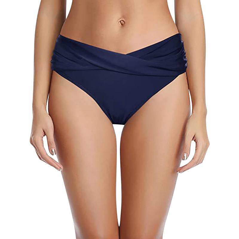 (Qunide) Damen-Bikinihose mit niedriger Taille, gerüscht, Badeanzug, Slip, Hose XL dunkelblau von Joom DACH