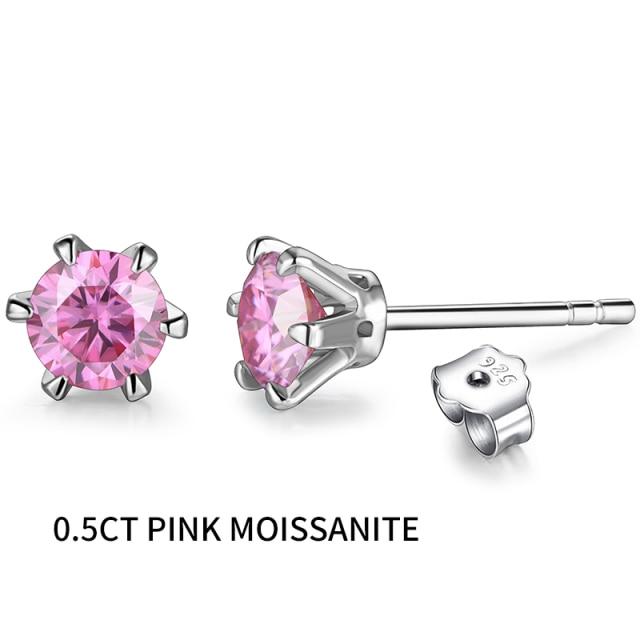 0,5 Karat Moissanite Edelstein Ohrstecker Damen Einfarbig 925 Sterling Silber D Farbe Solitär High Jewelry von Joom DACH