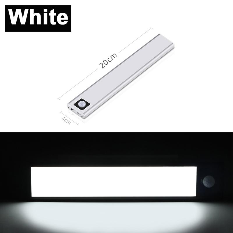 0,8 cm dünne USB-LED-Schrankleuchte, 3 Modi, PIR-Bewegungssensor, LED-Licht, silberfarben, wiederaufladbar, Aluminium, Küchenschrank, LED-Nachtlicht, 20 cm/40 cm 20CM von Joom DACH