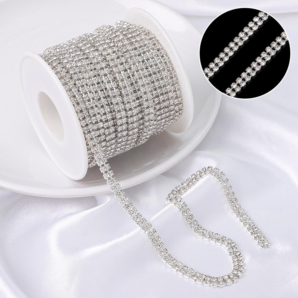 0,91 Meter Dichte Flatback Strass Kette Kupfer Aufnäher Strass Trim DIY Zubehör 5mm silber von Joom DACH