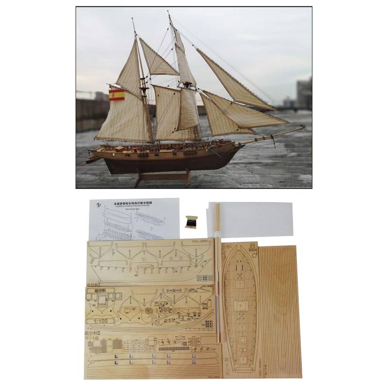 1/100 handgefertigtes Vintage-Segelboot aus Holz, Modellbausatz, Segelschiff-Spielzeug von Joom DACH