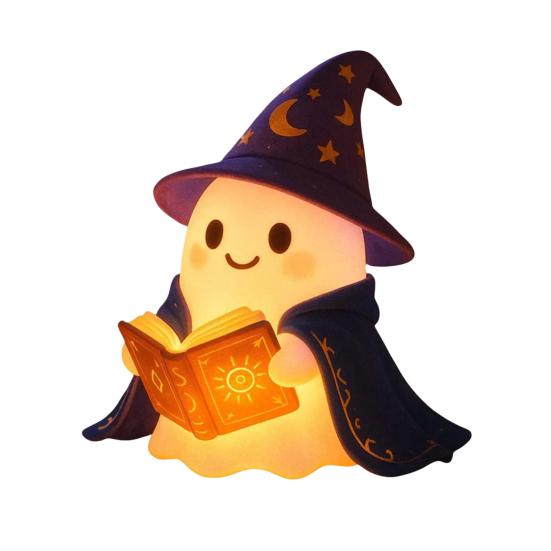 1/2 Stück Bezauberndes Zauberer Geist Nachtlicht Halloween Lese Buch Geist LED Lampe Heim Schlafzimmer Kinderzimmer Dekoration Buchliebhaber Geschenk 1pc von Joom DACH