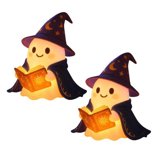 1/2 Stück Bezauberndes Zauberer Geist Nachtlicht Halloween Lese Buch Geist LED Lampe Heim Schlafzimmer Kinderzimmer Dekoration Buchliebhaber Geschenk 2pcs von Joom DACH