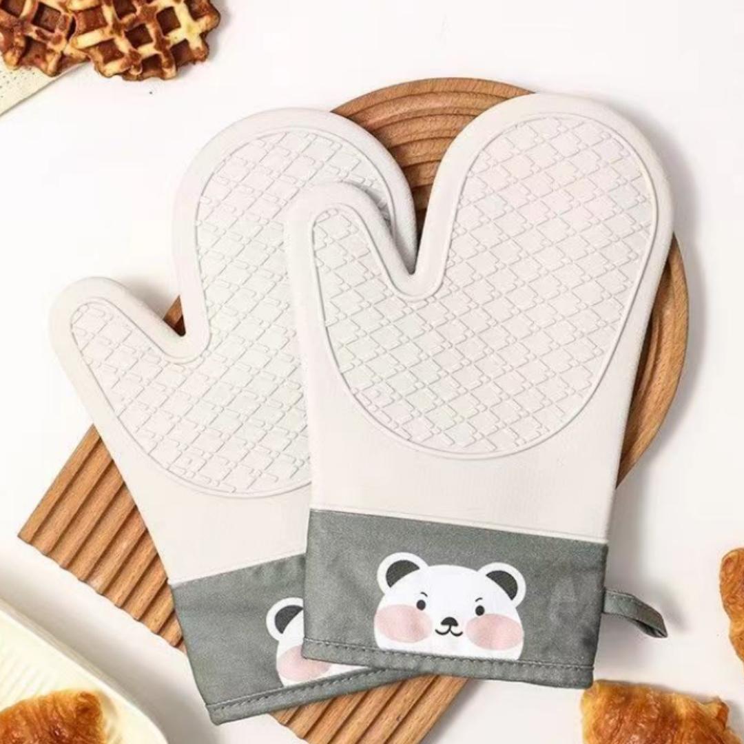 1/2 Stück Silikon Hitzeschutzhandschuhe Verdickt, Rutschfest, Hochtemperatur Ofenhandschuhe Backen und Verbrühen Küchenhandklemmen 2pcs weiß von Joom DACH