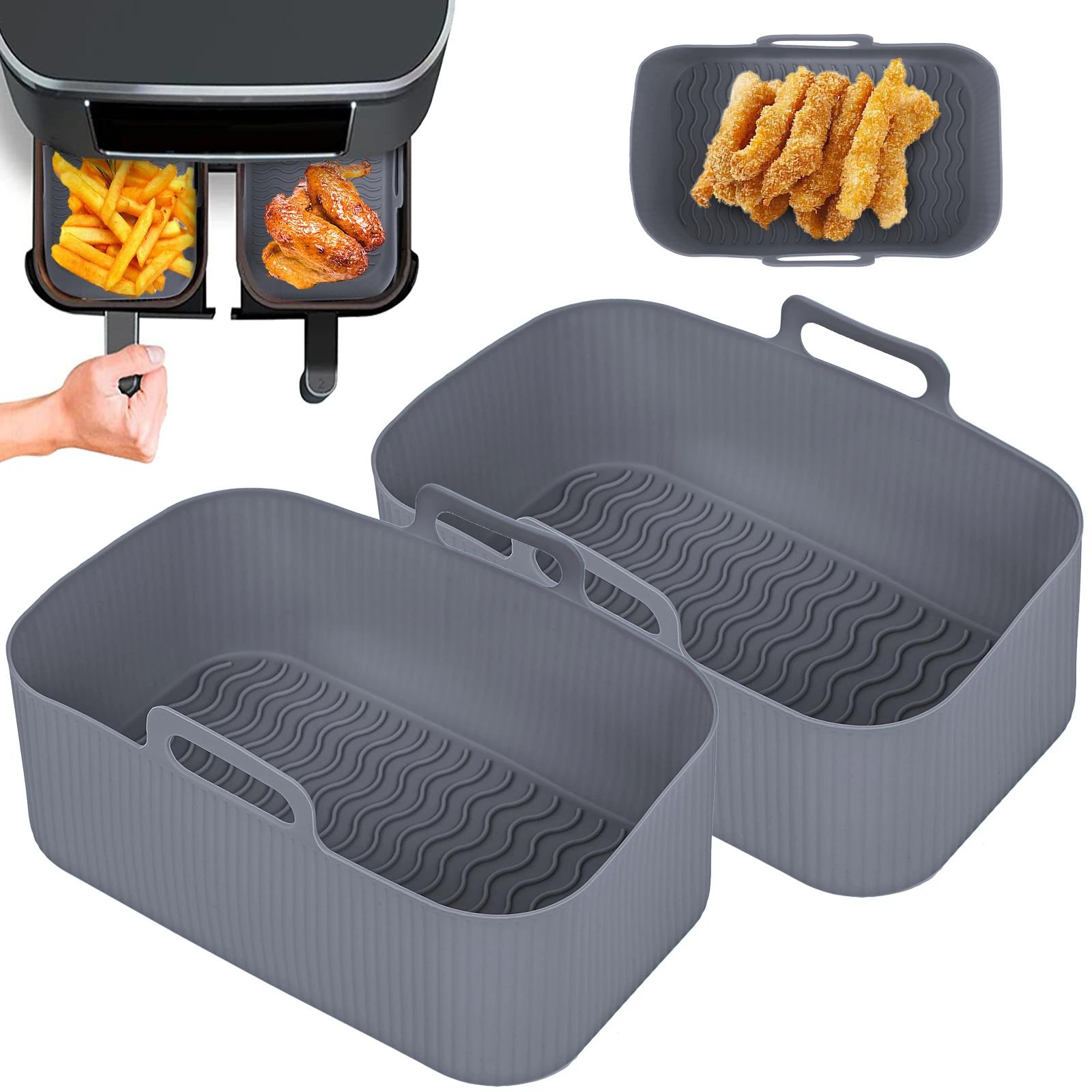 1/2 stück Silikon Air Fryer Rechteckige Schale Backform Ofen Topf Platte Liner Dual 2 Korb Einsatz Gericht Pfanne Zubehör Ninja Foodi von Joom DACH