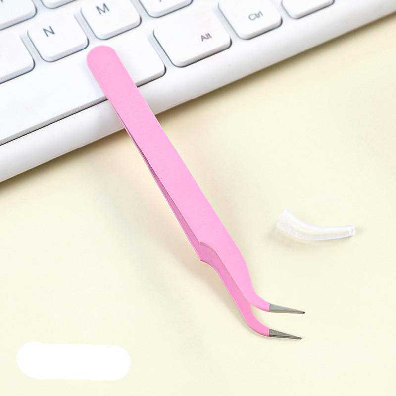 1/2PCS Doppelseitige Silikon Nail art Pinzette mit Drücken Kopf Nagel Aufkleber Strass Pick Up Clip Wimpern Verlängerung make-up-Tools Curved rosa von Joom DACH
