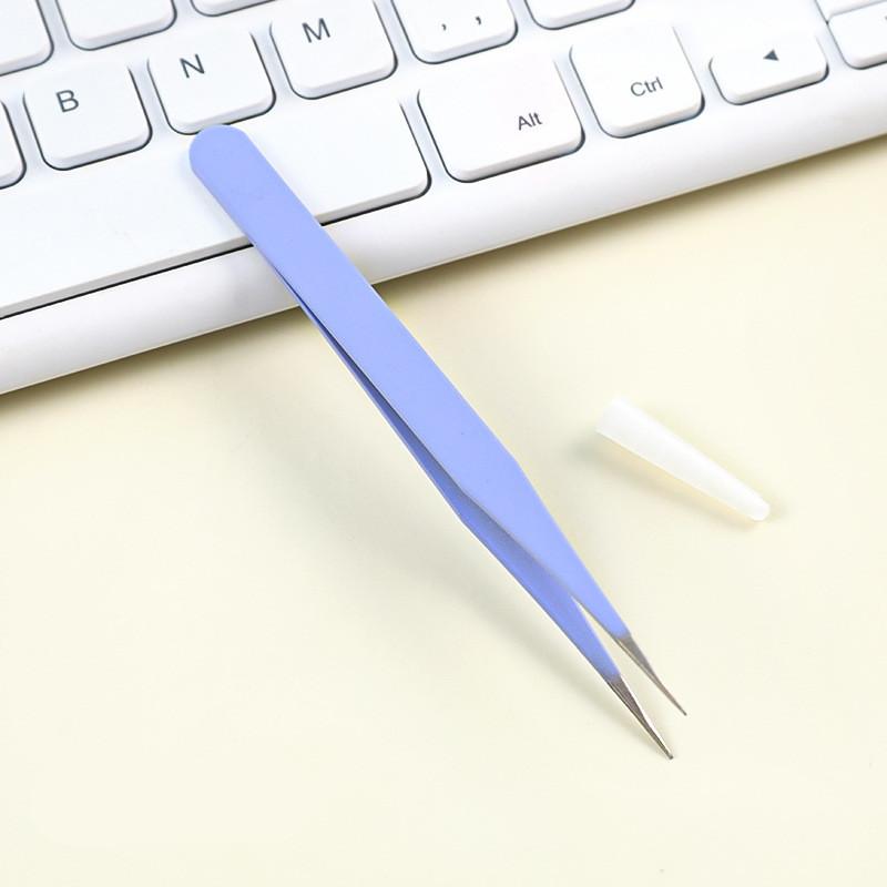 1/2PCS Doppelseitige Silikon Nail art Pinzette mit Drücken Kopf Nagel Aufkleber Strass Pick Up Clip Wimpern Verlängerung make-up-Tools Straight violett von Joom DACH