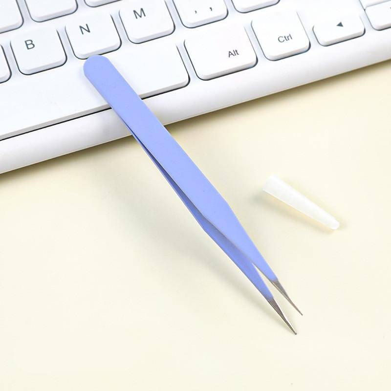 1/2PCS Doppelseitige Silikon Nail art Pinzette mit Drücken Kopf Nagel Aufkleber Strass Pick Up Clip Wimpern Verlängerung make-up-Tools Straight violett von Joom DACH