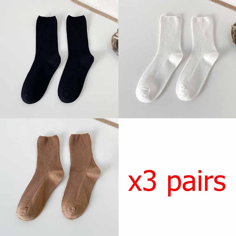 1/3/4/6 Paar Damen einfarbige Mid-Tube Socken Frühling und Herbst Koreanische Version Allround Jk Frotteesocken Ins Trendy Sportsocken 3 pairs von Joom DACH