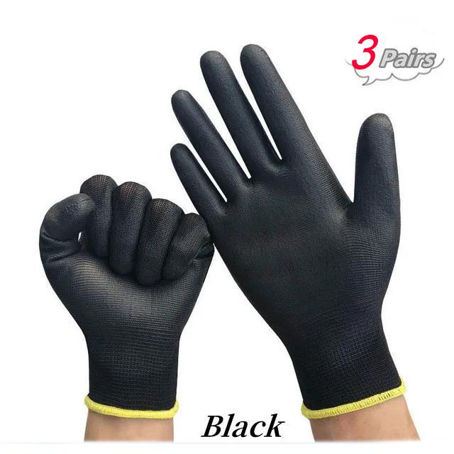 1/3/5/10 Paar Logo-freie Polyurethan-Handschuhe Sicherheits-Arbeitshandschuhe Reparaturhandschuhe Handflächenbeschichtete Handschuhe Tischler-Reparaturbedarf 3Pairs schwarz von Joom DACH