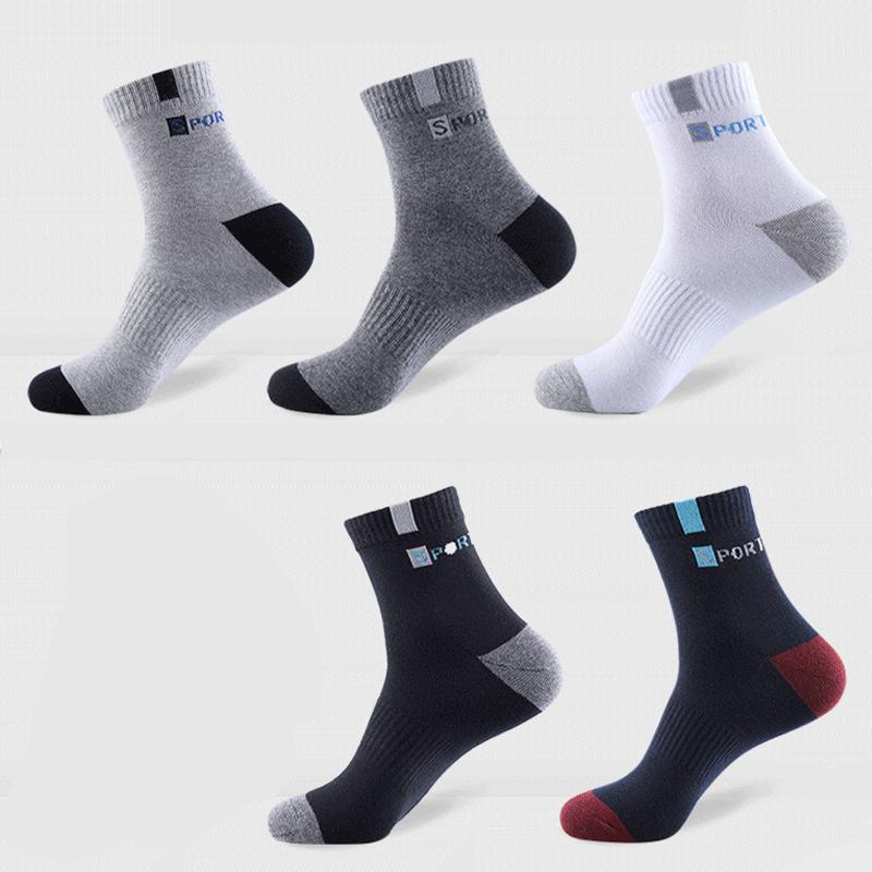 1/3 Paar Hochwertige Herren-Sportsocken bis zur Wade, saisonal vielseitig einsetzbar, modische Business-Socken für Männer, Größe 38-46 5 PAIRS bunt von Joom DACH