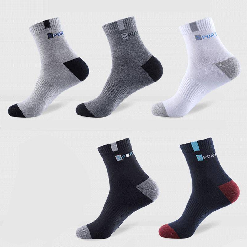 1/3 Paar Hochwertige Herren-Sportsocken bis zur Wade, saisonal vielseitig einsetzbar, modische Business-Socken für Männer, Größe 38-46 5 PAIRS bunt von Joom DACH