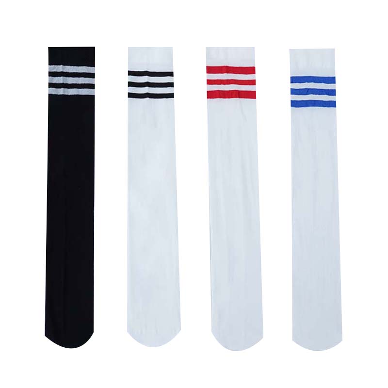 1/4 Paar Lolita Gestreifte Lange Socken Samt Overknee-Socken Studenten Oberschenkelhohe Strümpfe Strumpfhosen Mädchen JK Kniestrümpfe 4 PAIRS von Joom DACH