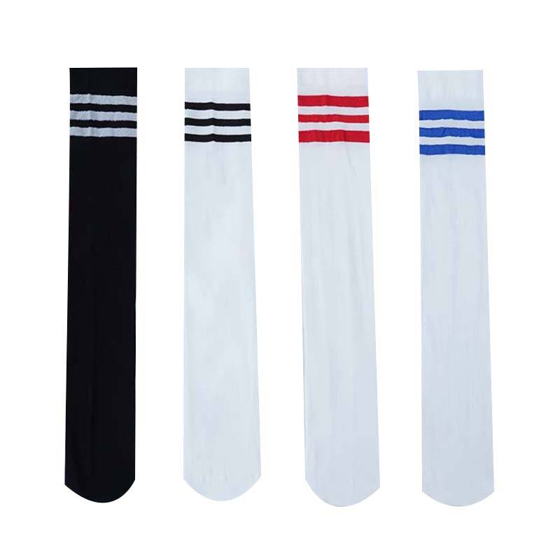 1/4 Paar Lolita Gestreifte Lange Socken Samt Overknee-Socken Studenten Oberschenkelhohe Strümpfe Strumpfhosen Mädchen JK Kniestrümpfe 4 PAIRS von Joom DACH