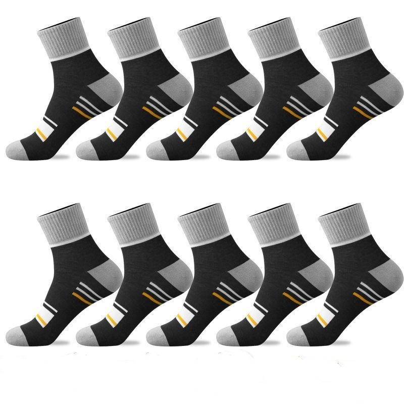 1/5/10 Paar Herren Gestreifte Mid-Calf Sportsocken Atmungsaktive Socken Freizeitsocken 10Pairs schwarz von Joom DACH