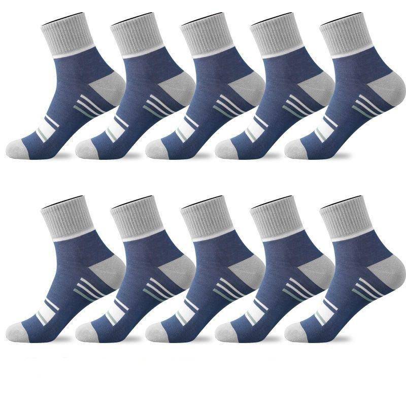 1/5/10 Paar Herren Gestreifte Mid-Calf Sportsocken Atmungsaktive Socken Freizeitsocken 10Pairs navy blau von Joom DACH