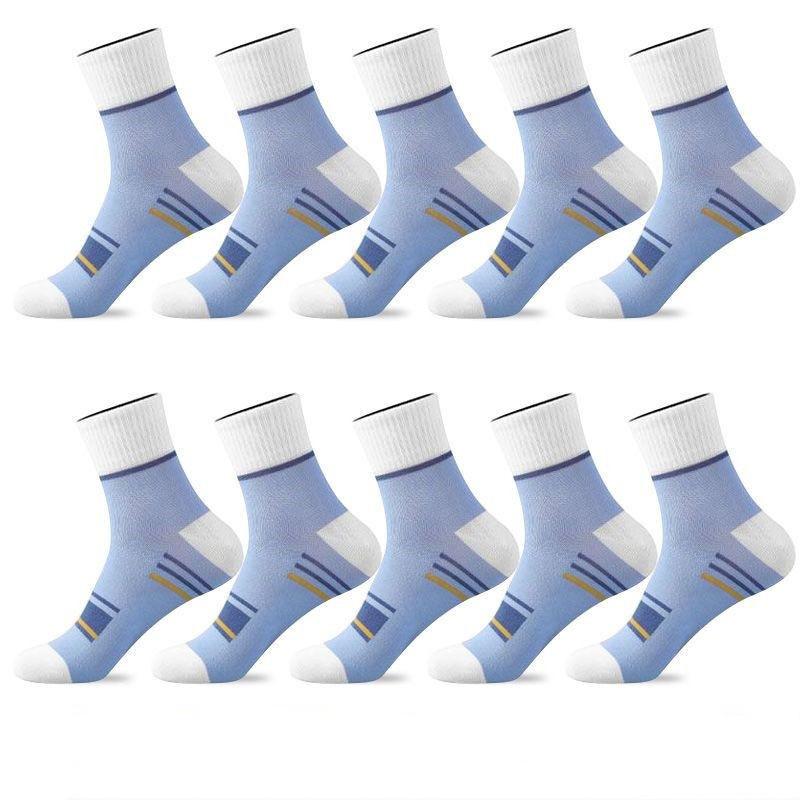 1/5/10 Paar Herren Gestreifte Mid-Calf Sportsocken Atmungsaktive Socken Freizeitsocken 10Pairs hellblaue von Joom DACH
