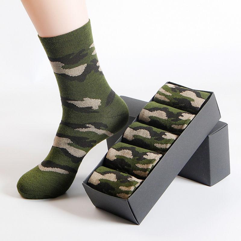 1/5/10 Paar Herren-Socken, hochwertige mittellange Socken, Camouflage, Armeegrün, bequeme Sportsocken 5 pairs grün von Joom DACH