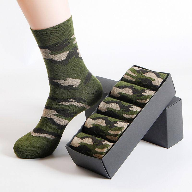 1/5/10 Paar Herren-Socken, hochwertige mittellange Socken, Camouflage, Armeegrün, bequeme Sportsocken 5 pairs grün von Joom DACH
