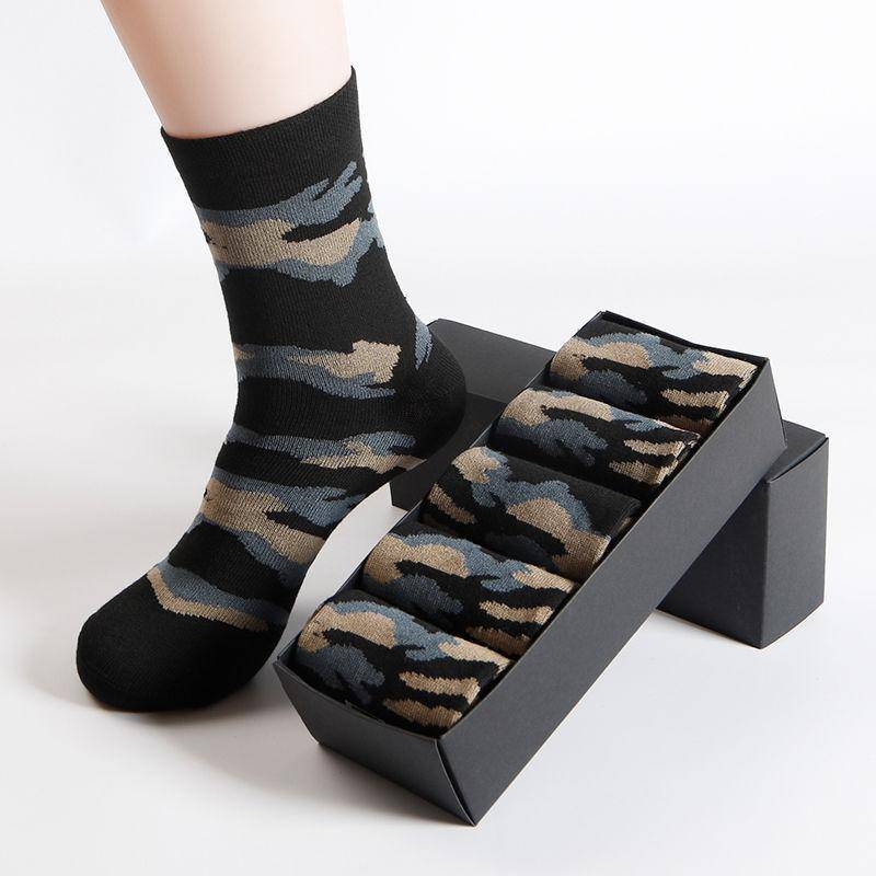 1/5/10 Paar Herren-Socken, hochwertige mittellange Socken, Camouflage, Armeegrün, bequeme Sportsocken 5 pairs schwarz von Joom DACH