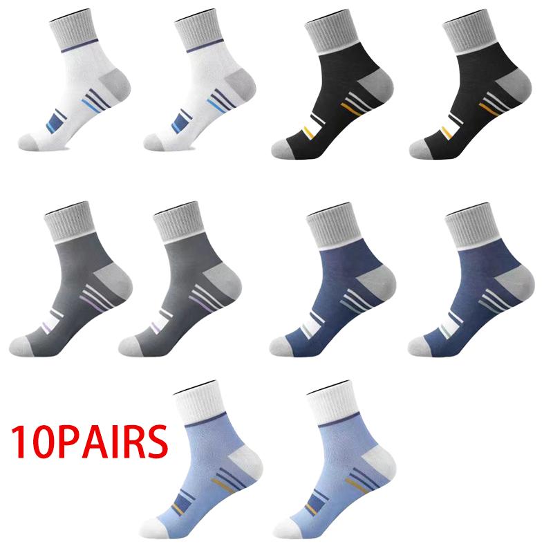 1/5/10 Paar Übergröße Herren Baumwoll Sportsocken Schweißabsorbierend Anti-Geruch Lässige Mittelrohrsocken 10 Pairs bunt von Joom DACH