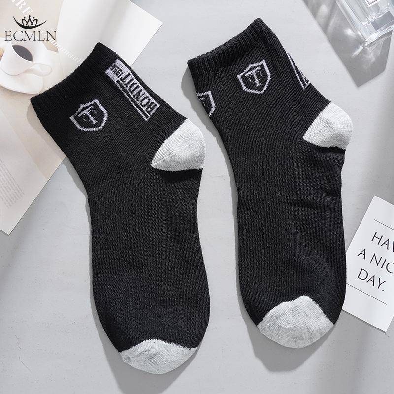 1/5 Paar Herren Sportsocken Herren Casual Daily Mid-Tube Socken Schweißableitende Bequeme Mid-Tube Sportsocken one size schwarz von Joom DACH