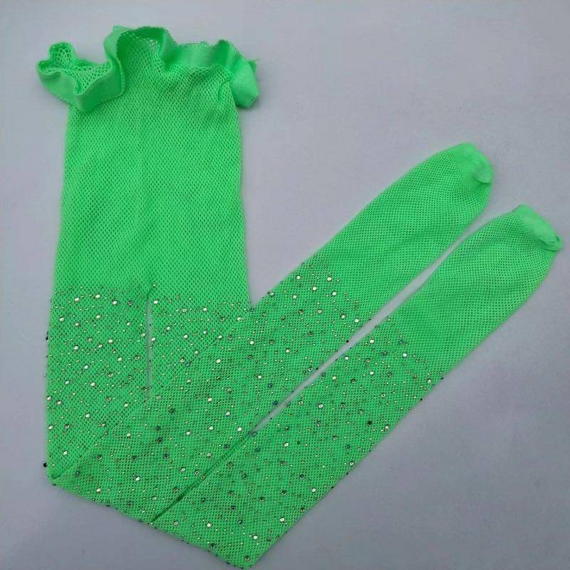 1–13 Jahre Ballettstrumpfhosen für Mädchen Mode Kinder Pailletten Mesh Fishnet Fischnetz Strumpfhosen Baby Strümpfe Kinder Rhineston Leggings one size hellgrüne von Joom DACH