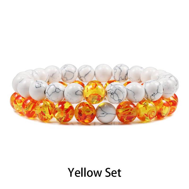 1-2 STK Perlen Armbänder Armreifen Set Natur Lavastein Paare Distanz Energie Elastisches Seil Männer Frauen Beste Freundin Schmuck Geschenk von Joom DACH