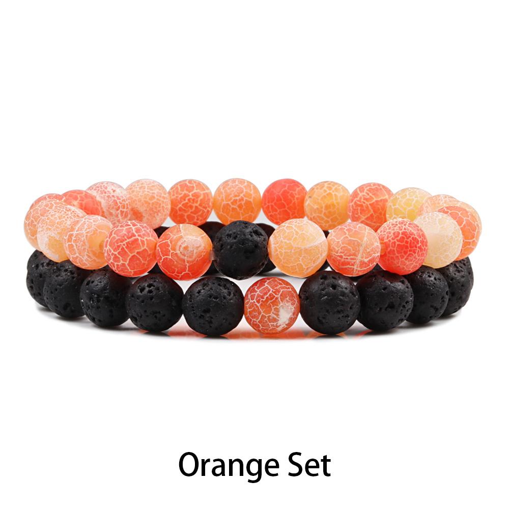 1-2 STK Perlen Armbänder Armreifen Set Natur Lavastein Paare Distanz Energie Elastisches Seil Männer Frauen Beste Freundin Schmuck Geschenk von Joom DACH