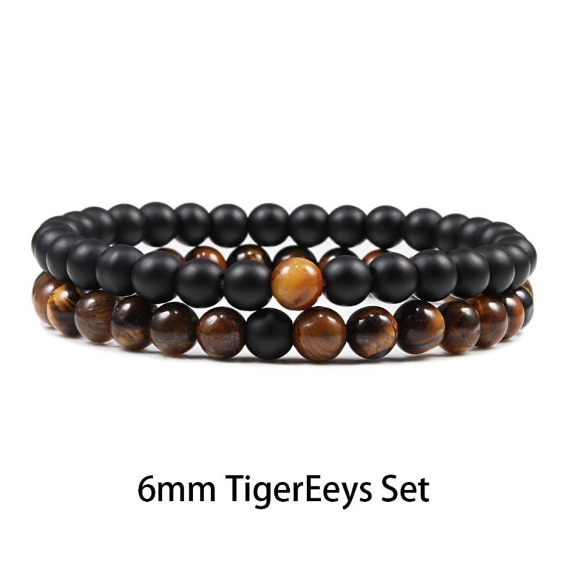 1-2 STK Perlen Armbänder Armreifen Set Natur Lavastein Paare Distanz Energie Elastisches Seil Männer Frauen Beste Freundin Schmuck Geschenk von Joom DACH
